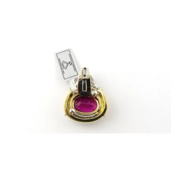18K Yellow And White Gold Pink Tourmaline and Diamond Pendant Enhancer #3834 - Picture 6 of 9